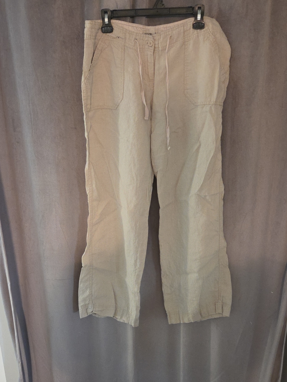 Atmosphere 100% LINEN Drawstring Chinos in Light Khaki